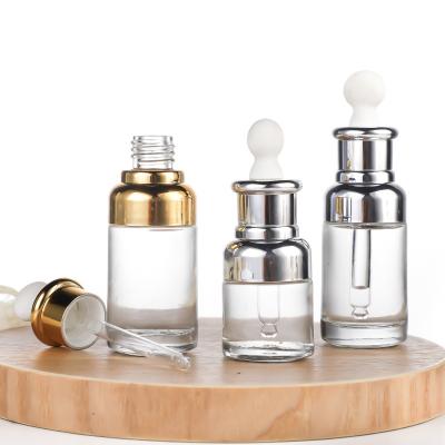 China Personal Care Skin Care Cosmetic Packing 20Ml 30ml 50Ml Essential Oil Dropper Clear Glass Bottle for sale