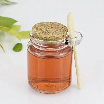 China Wholesale Traditional High Quality Transparent Honey Pot With Dipper Honey Pot With Wooden Cover for sale