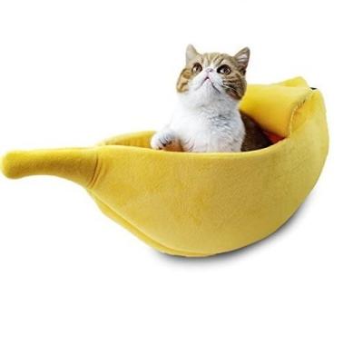 China Christmas Small Large Banana Cat Pet Plush Bed Breathable Bedroom Deep Sleep Soothing Soft Warm Pet Dog Bed Pet Bed for sale