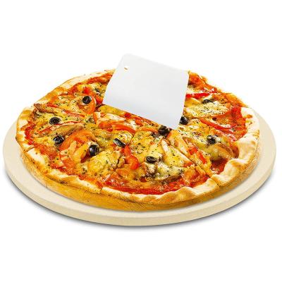 China Wholesale viable 15 inch pizza stone set with high quality pizza dough scraper pizza baking stone. for sale