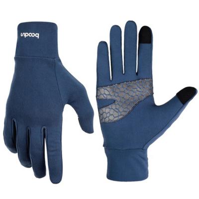 China Warm Outdoor Touch Screen Silicone Suede Non-Slip Palm Keep Warm Running Gloves for sale