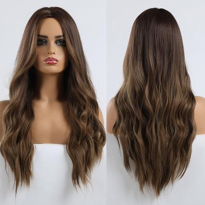 China Daily Use Ombre Brown Black Wigs Wave Synthetic Wig For Women Can Be Extended To 40 Inch Synthetic Lace Wig for sale