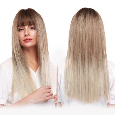 China Daily Use Natural Wig For Women Brown Gray Ash Straight Wigs Blonde Synthetic Hair Wigs for sale