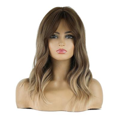 China Breathable Hairnet Bob Gray Gold Gray Brown Cosplay Small Wave Wig for sale