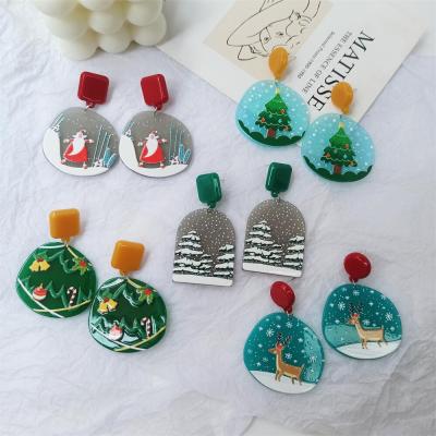 China Cute Creative Cute 925 Needle Transparent Acrylic Jewelry Christmas Day Silver Series Earrings for sale