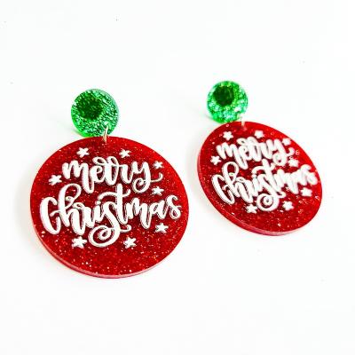 China 2021 New Styles Cute Cute Circle Earrings Creative Christmas Acrylic Gift For Girls Women Jewelry for sale