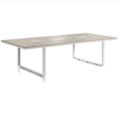 China Tone Commercial Grade Laminated Particle Easy Assembly Two Board Modern Style Conference Table With Cable Management for sale