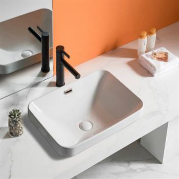 China New Design Fashion Color Jane Minimalist Household Washroom Single Washroom Semi Counter Basin for sale