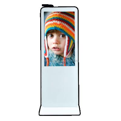 China 10 Point Capacitive Touch / 6 Point IR Zhizhuo 55 , 65 Inch Floor Stand Stainless White Touch Screen Slim Kiosk for sale