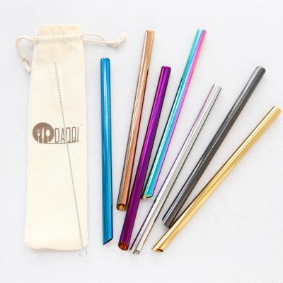 China Wholesale 304/316 stainless steel bubble straw viable metal tea milk boba wide straws with angled tip for sale