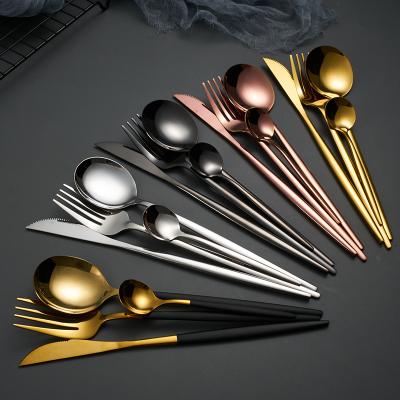 China Wholesale Use Viable Restaurant Handmade Gold Handle Flatware Mexican Black Dinner Set For Wedding Gift for sale