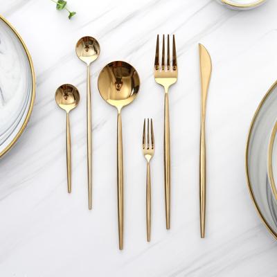 China Viable High Quality Royal Luxury Royal Stainless Steel Flatware Set Flatware Set Cutlery Knife Fork Spoon Gold 18/8 Teaspoon for sale