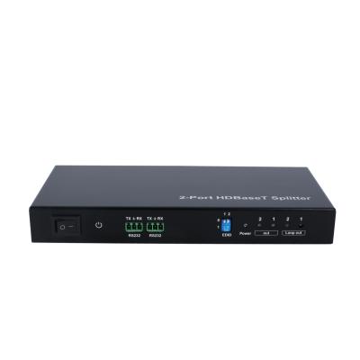 China Factory Price 100m Plastic 1x4 HDBaseT Splitter With 2 x Loop Out HDMI And 2 Ethernet Ports for sale