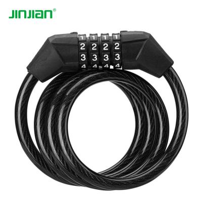 China Bike Bicycle Lock 8x1200mm 4 Digit Combination Code Spiral Cable Bike Cycle Lock for sale