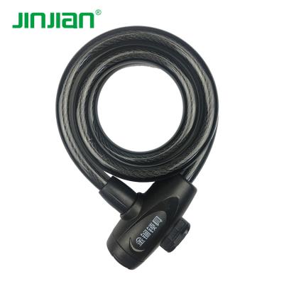 China Durable High Security High Quality Anti Theft PVC Coated Steel Cable Bicycle Lock for sale