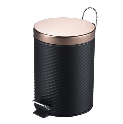 China Sustainable 5L Foot Pedal Trash Can Black Powder Coating Waste Bin Trash Bin for sale