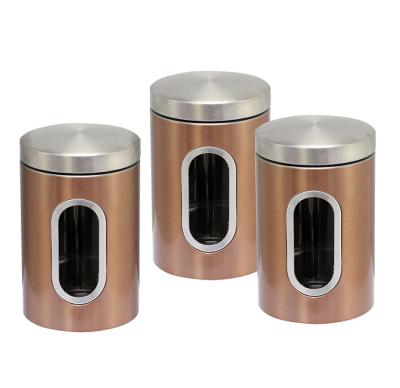 China Durable 430# STAINLESS STEEL AND POWDER COATING PINK GOLD COLOR FINISHING CAN for sale