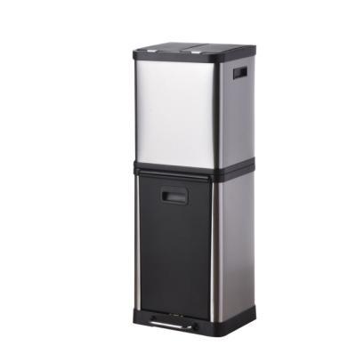 China Sustainable High Quality Home 36L Stainless Steel Trash Can Movable Recycle Bin for sale