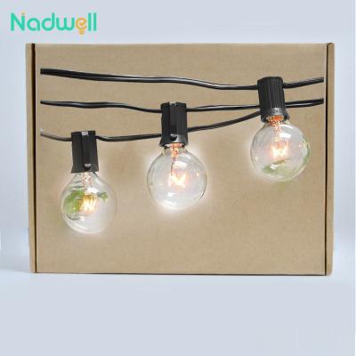 China Waterproof G40 tungsten light string factory price g40 decorative lamp filament Christmas light string for sale