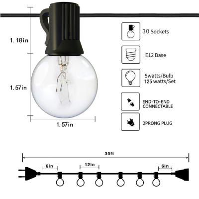 China G40 Series Lamp String 18Ft 25Ft LED String Light With Clear G40 Bulb Backyard Patio Lights Bulbs Garland Wedding Christmas Decorative Outdoor Vintage for sale