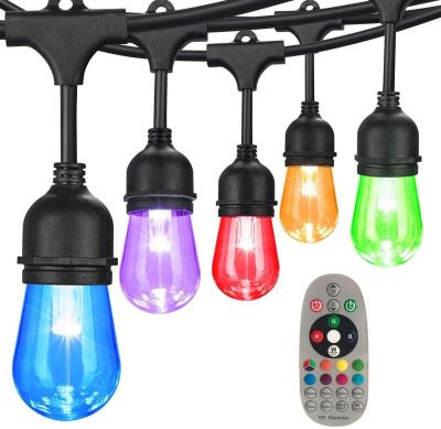 China Power Plug In Popular Remote Control And Convenient RGB Outdoor S14 String Light 48Feet 15 Socket American Standard for sale