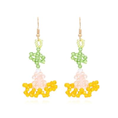 China New FASHIONABLE bohemian Crystal Flower Earrings beaded handmade for women shape tourist attractions jewelry accessories for sale