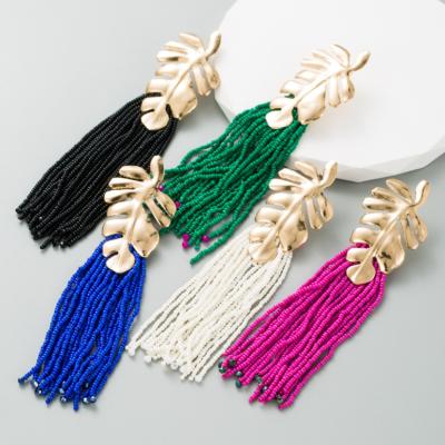 China 2023 BOHEMIA Za Earring Bohemian Acrylic Seed Beads Tassel Drop Earrings Fashion Jewelry For Women for sale