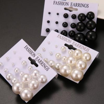 China 9pairs/sets Cute Hot Artificial Pearl Ladies Stud Earrings Set Insist Fashion Classic Fashion Statement Jewelry Fine Earrings for sale