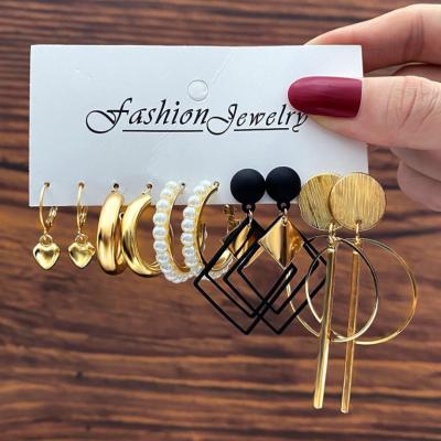 China Cute hot fashion geometric metal dangle earrings set for women vintage classic design fine jewelry earrings wholesale for sale