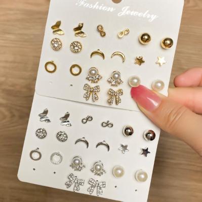 China New Cute Fashion Metal Bow Butterfly Stud Earrings Set For Women Personality Trend Fine Jewelry Accessories for sale