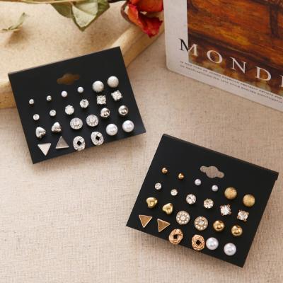 China Hot Cute 12Pairs/sets Fashion Metal Ladies Stud Earrings Set Simple Trend Fine Jewelry Earrings Set for sale