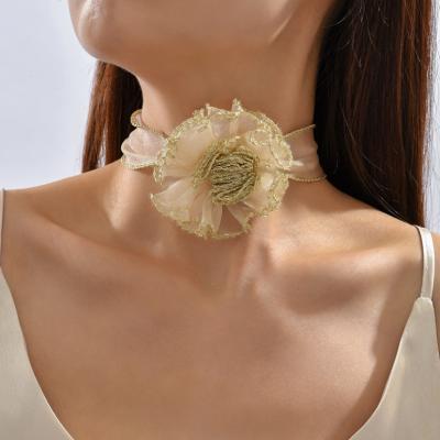 China American vintage temperament exaggerated necklace lace flower petal simple casual large neckerchief necklace for women jewelry for sale