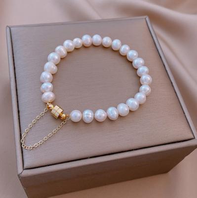 China TRENDY simple fashion french natural freshwater pearl magnet bracelet for women fine jewelry for sale