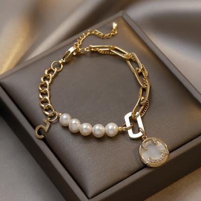 China Metal FASHIONABLE hot French bead trend smiling face bracelet for ladies INS temperament fashion student jewelry bracelet wholesale for sale