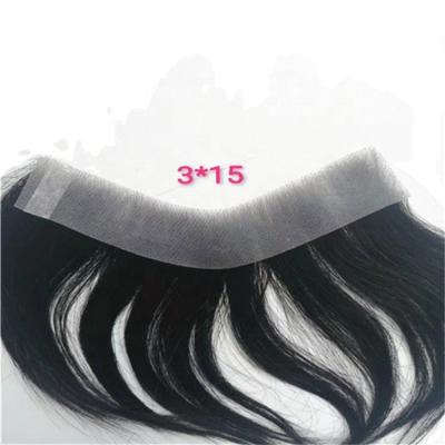 China 100% PU Men's Wigs Hair Piece Front Hairline Hair Replacement Thin Curl Hairpiece Men's Hairpiece V Curl for sale