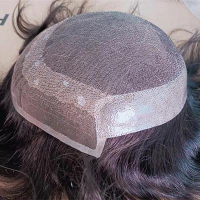 China Mens 100% Swiss Lace Hair Toupee Pieces Silky Straight Silky Straight Human Hair Low Wave Hairpiece For Man for sale