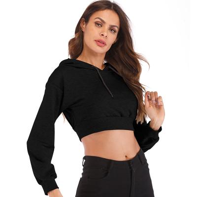 China Anti-wrinkle 2021 Autumn Wear Custom Active Crop Woman Top Hoodies Loose Long Sleeve Streetwear Gym Women Hoodie for sale