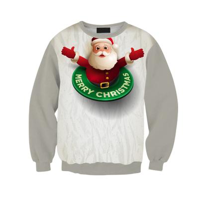 China Custom Anti-Wrinkle Drop Shipping POD White 3d Printing Cute Santa Claus Unisex Pullover Men Sweatshirts O Neck Women's Sweatshirts for sale