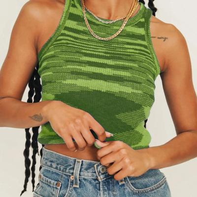 China QUICK DRY Summer Knit Sleeveless Tank Tops Streetwear Tank Tops Women Crop Tops Casual Bodycon Basic Vest Top Green Vintage for sale