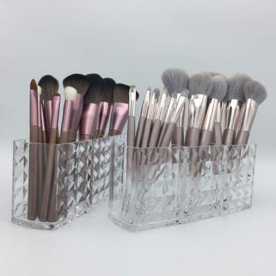 China Wholesale Viable Makeup Brush Holder Organizer Clear Acrylic Cosmetics Storage For Bathroom Vanity for sale