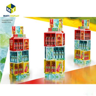 China Walmart Supermarket Corrugated Pop Rack Shelves Quarter Stacked Cardboard Pallet Display For Customized Drinks for sale