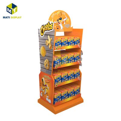 China Retail Store Snack Candy Bread Cardboard Display Stand Supermarket Chocolate Paper Display Stand Customized for sale