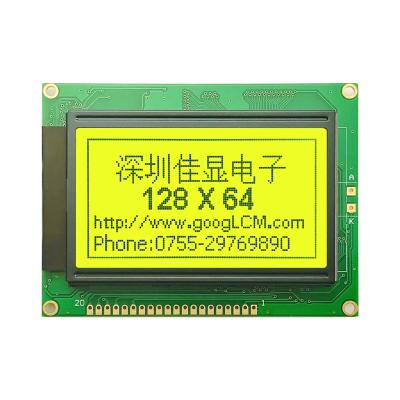 China Hot Selling And High Quality Yellow STN 12864F Chinese ST7920 Drive 5.0V Power Yellow Graphics 128x64 Graphics 128x64 LCD Module 93*70*12.5 mm for sale