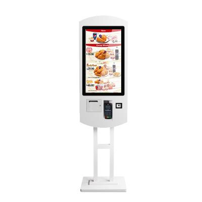 China Digital Signage 32 Inch Self Service Interactive Touch Screen Kiosk Ordering Kiosks With Peymant Barcode Scanner And POS For Retail Fast Food for sale