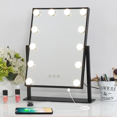 China Lit 12 Light Makeup Mirror Hot Selling Hollywood Style LED Bulbs Cosmetic Mirror for sale