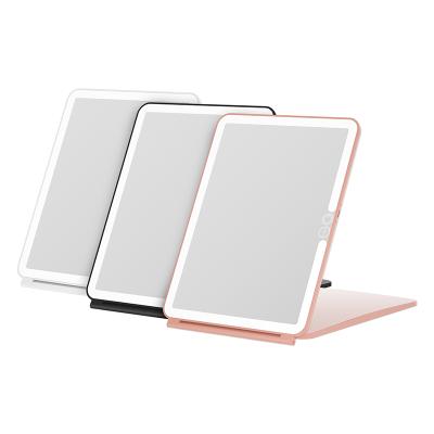 China New ABS Lighted Home Travel Led Make Up Mirror USB Rechargeable Desktop Led Dressing Table Mirror For Make Up for sale