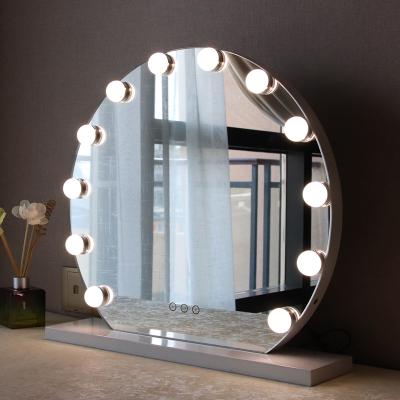 China China Factory High Quality Lighted Hollywood Makeup Vanity LED Desk Oval Mirror With Bulbs for sale