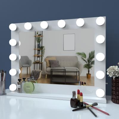 China Hot Selling Lighted Hollywood Frame Mirror With Led Vanity Table Or Wall Mounted Mirror For Makeup for sale