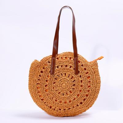 China Fashion Customized Hand Knit Knitted Handbag Crochet Bag, Round Hand Made Crochet Bags Women With Pu Handles for sale