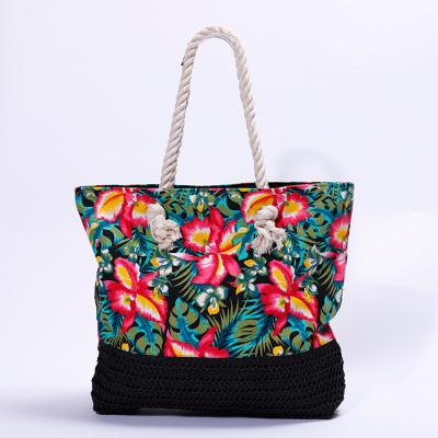 China Fashion Flower Pattern Material Canvas Paper Crochet Bag, Customizable Diy Kit For Crochet Bags for sale